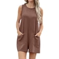 thumbnail image 2 of Cueply Women's Romper Summer Short Overalls Sleeveless Casual Jumpsuits Round Neck Loungewear Tank Tops Loose Fit with Pockets, 2 of 8