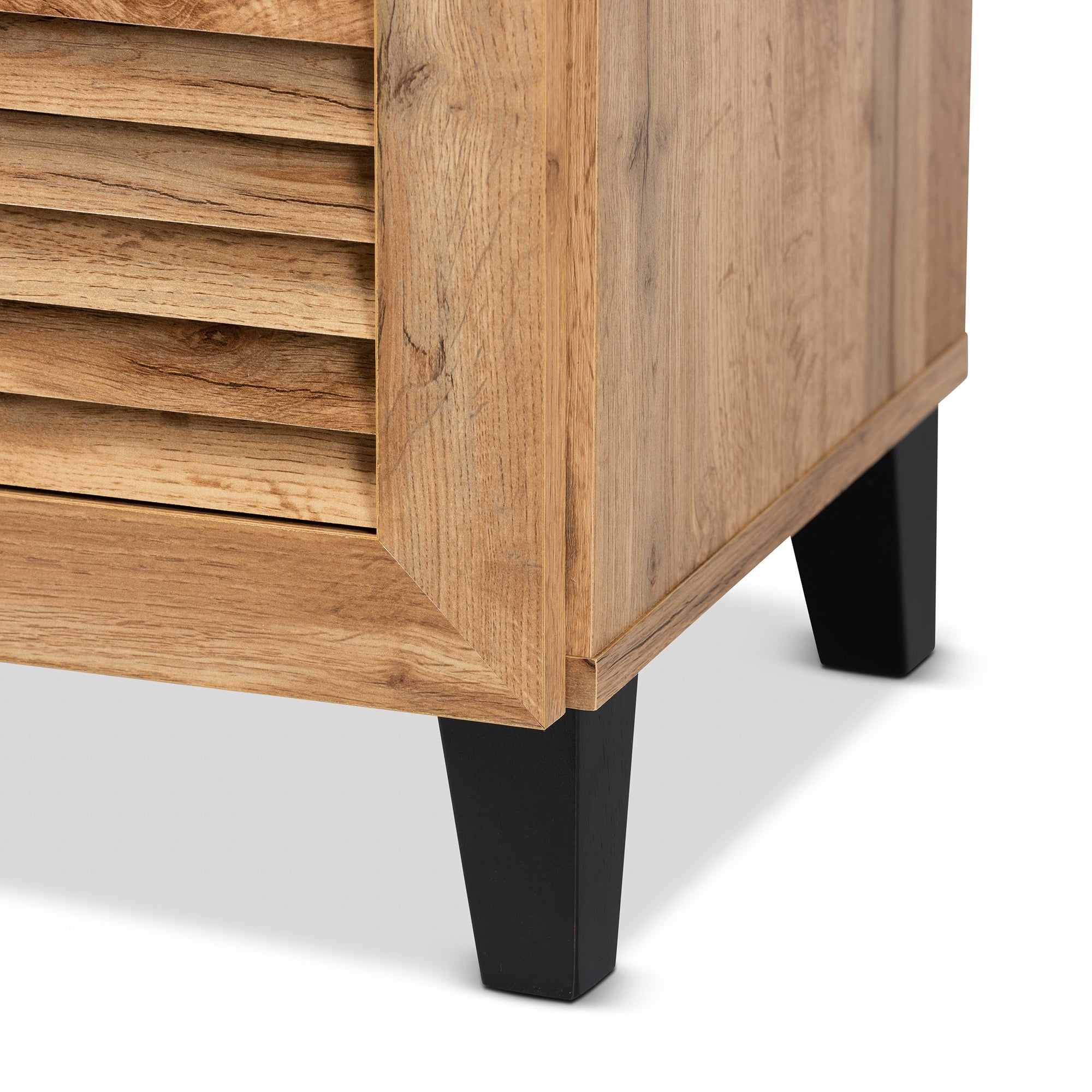 Baxton Studio Coolidge Modern and Contemporary Oak Brown Finished Wood 5-Shelf Shoe Storage Cabinet