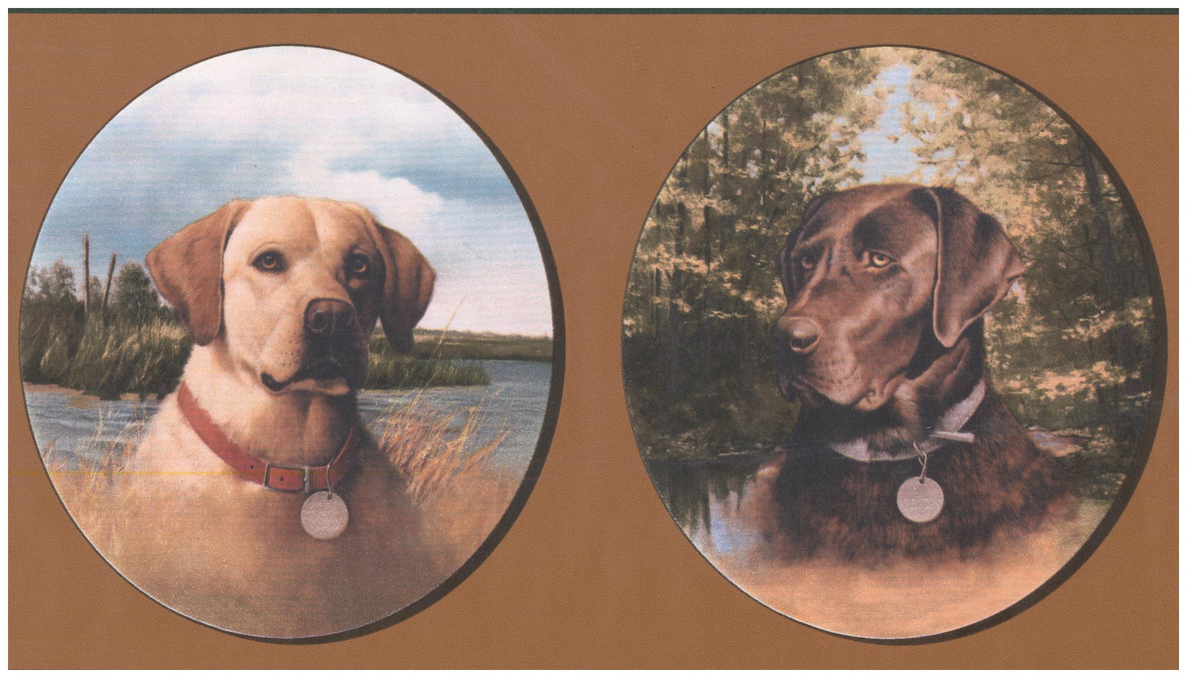 Wallpaper Border Dogs on Pictures Wall Border Retro Design, Prepasted