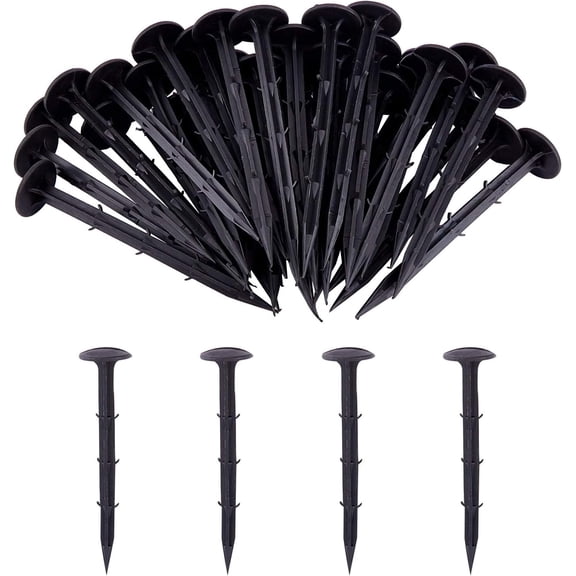 Garden Stakes Anchors 100 Pcs 6" Plastic Garden Ground Nail Fixing Tools for Holding Down Landscape Fabric Lawn Edging Tents Rain Tarps and Weed Cover for DIY