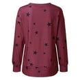 thumbnail image 5 of under $10 Women Sweatshirts Trendy Graphic Long Sleeve Outwear Shirts Round Neck Blouse Loose Pullover,AW4-Wine,Small, 5 of 5
