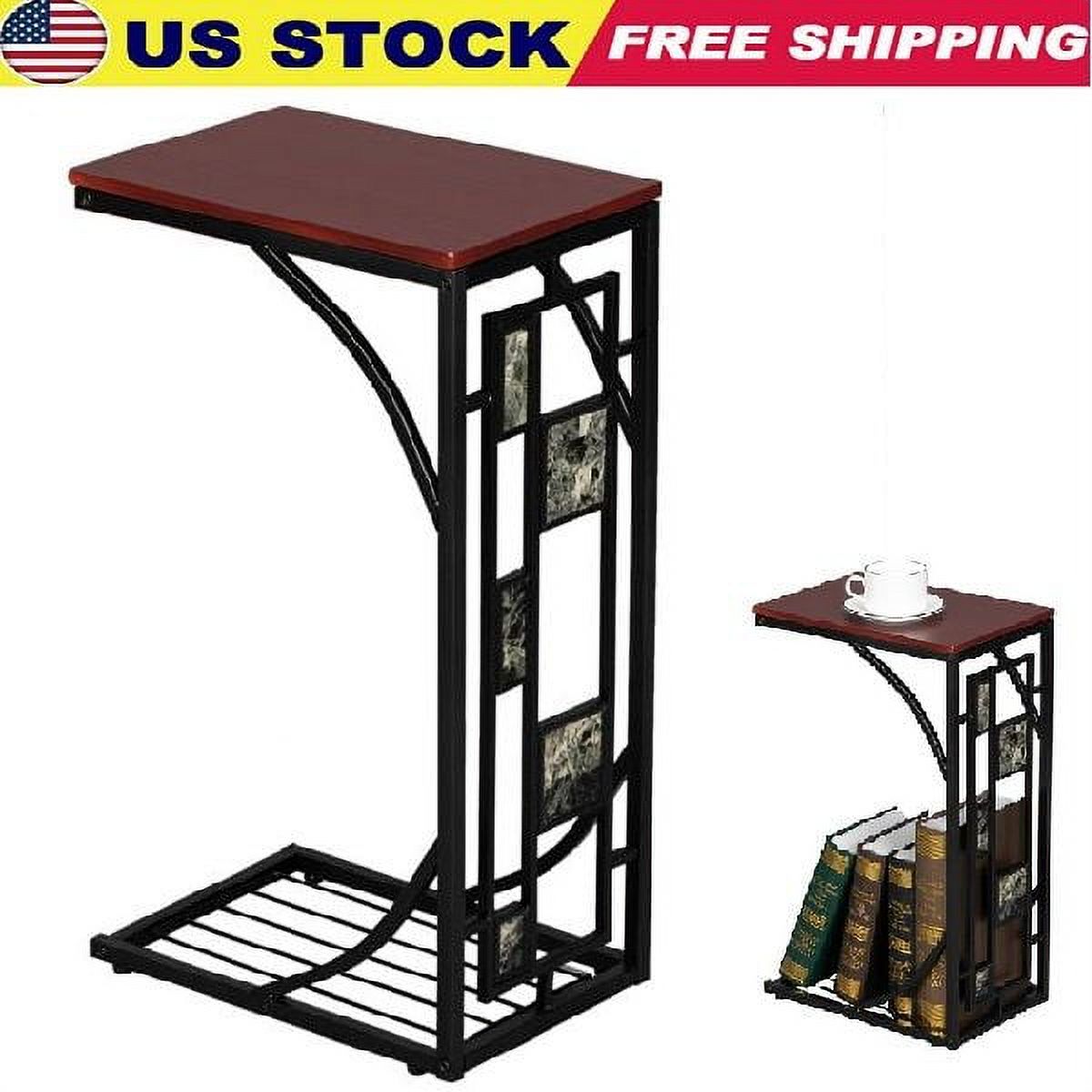 Industrial Side Table CShape, End Table for Laptop Tablet, Mobile