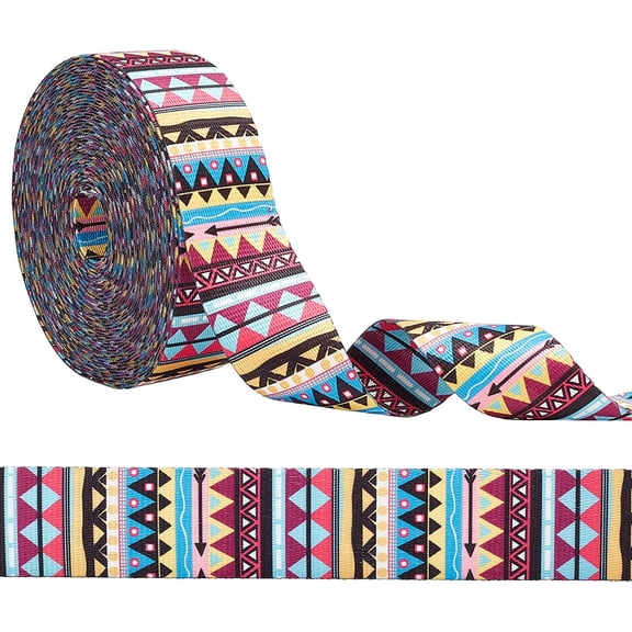 10 Yards Jacquard Ribbon 1.5 Inch Embroidered Woven Trim Retro Fabric Trim Geometry Knitted Strip Sewing Ribbon Fringe Sewing Decor Trim for DIY Clothing Embellishment Decorations DIY