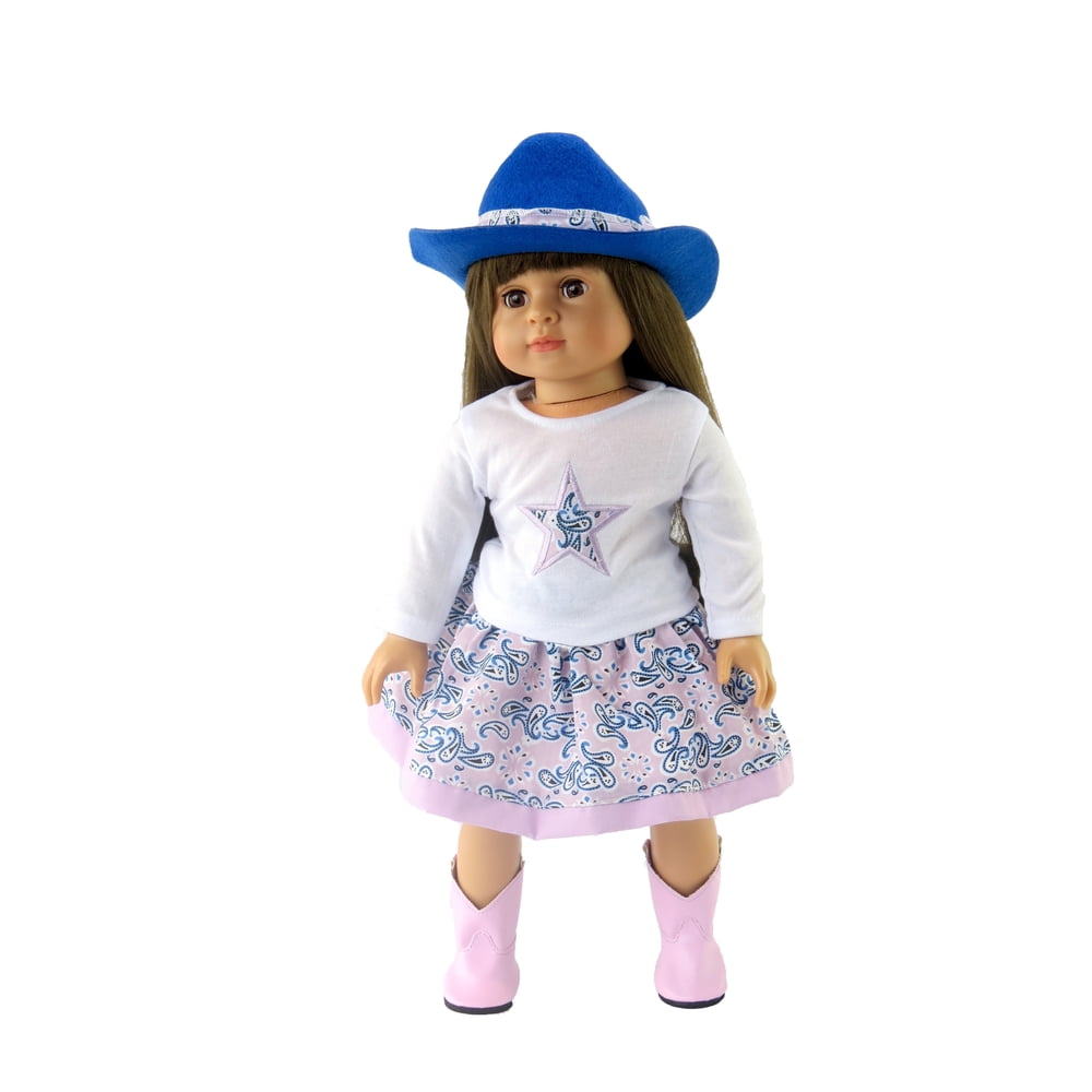 Pink and White Cowgirl 4 Piece Outfit made to fit 18 inch dolls