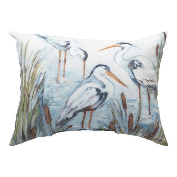 Coastal Shores Three Herons In Water Climaweave Pillow 18x13