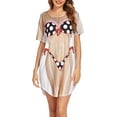 thumbnail image 4 of Women's Cute Bikini Printed T Shirt Dress Short Sleeve Baggy Shirt Beach Fun Swimwear Cover Up Dress Size XL, 4 of 9