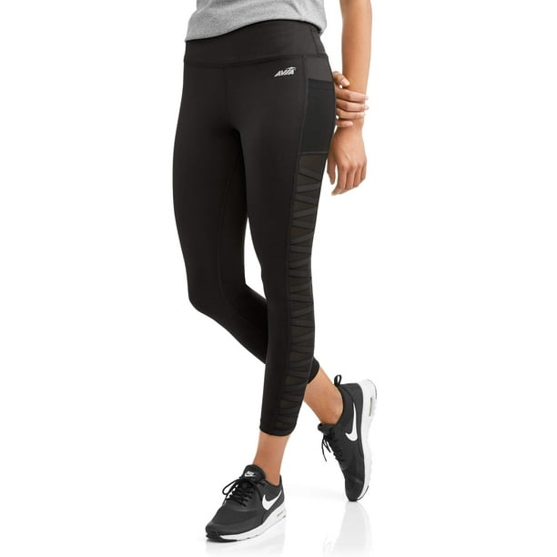 Avia Women's Active Lattice Mesh Insert Crop Leggings With Media