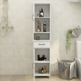 thumbnail image 5 of Ktaxon 65" Bathroom Floor Cabinet Linen Tower, Narrow Tall Storage Cabinet with 2 Doors, Drawer & 5 Adjustable Shelves for Living Room Kitchen Entryway Bedroom, White, 5 of 9
