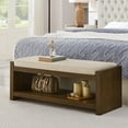 thumbnail image 2 of GZXS 47" Padded Entryway Bench with Lower Shelf – Modern Accent Bench with Storage and Removable Ivory Cushion for Bedroom, Living Room, or Hallway, 2 of 7