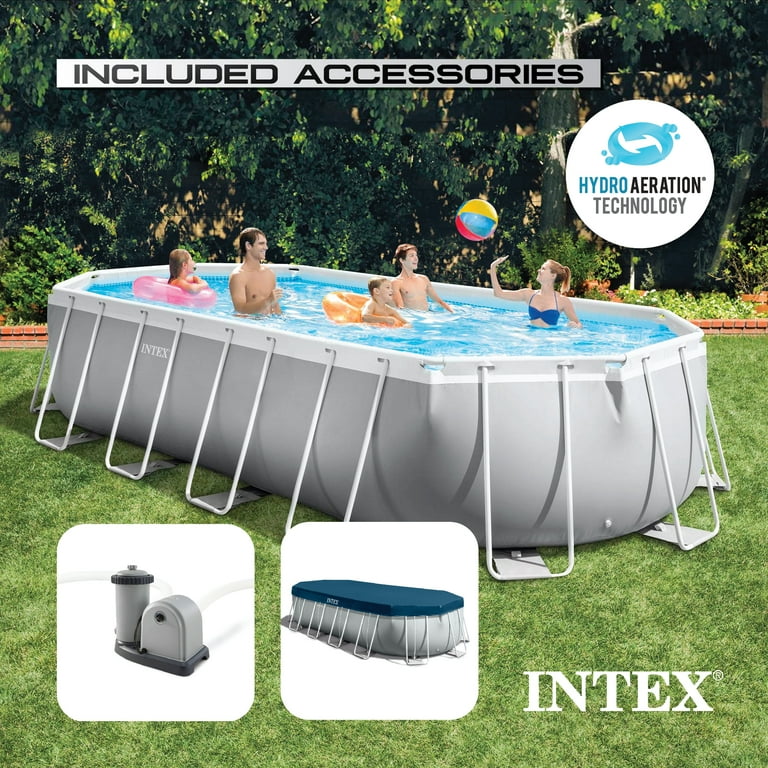 Intex 16.5 ft x 9ft 48in prism 2024 frame oval above ground swimming pool pump set