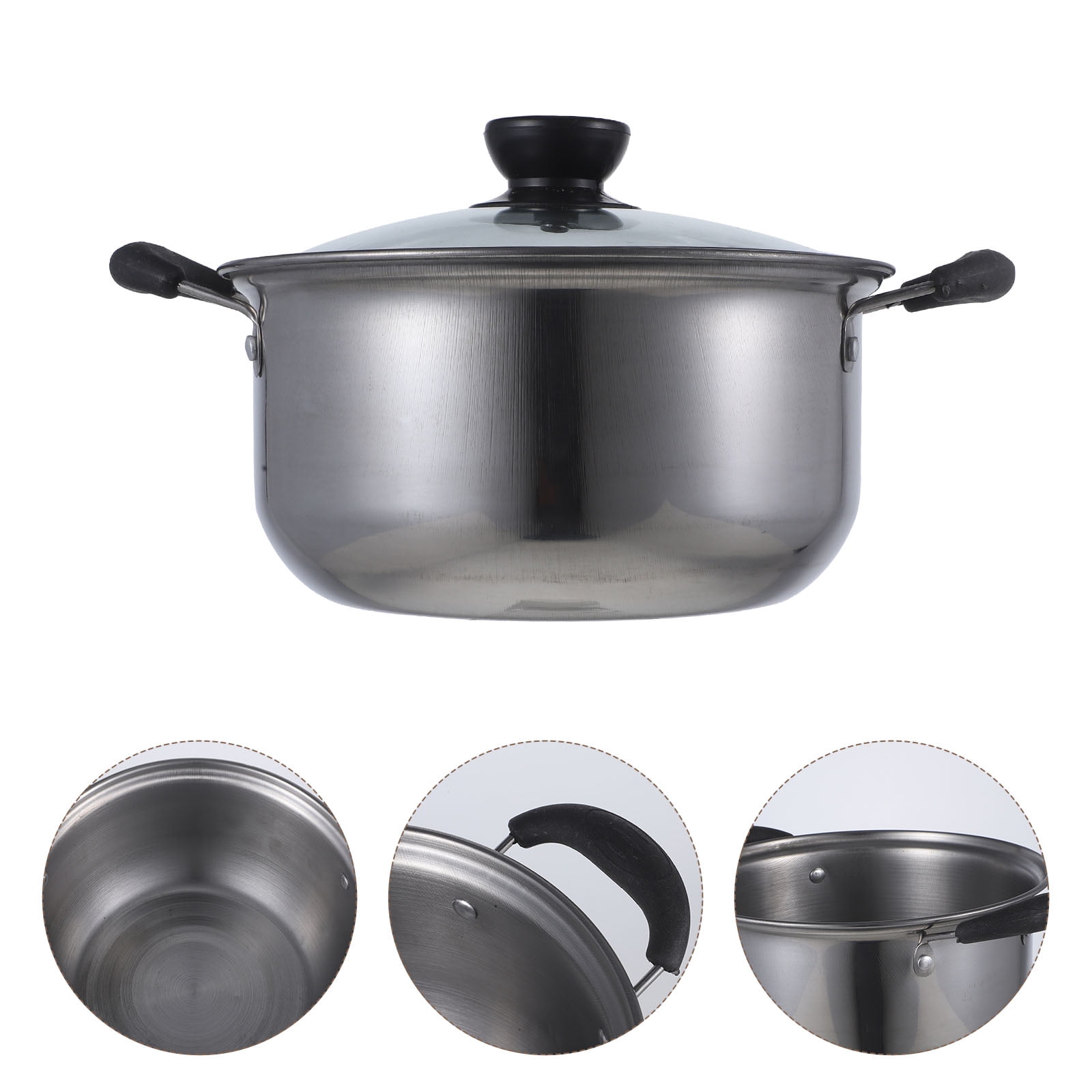 1pc Stainless Steel Soup Pot Multifunctional Pot Practical Hot Pot with Glass Lid