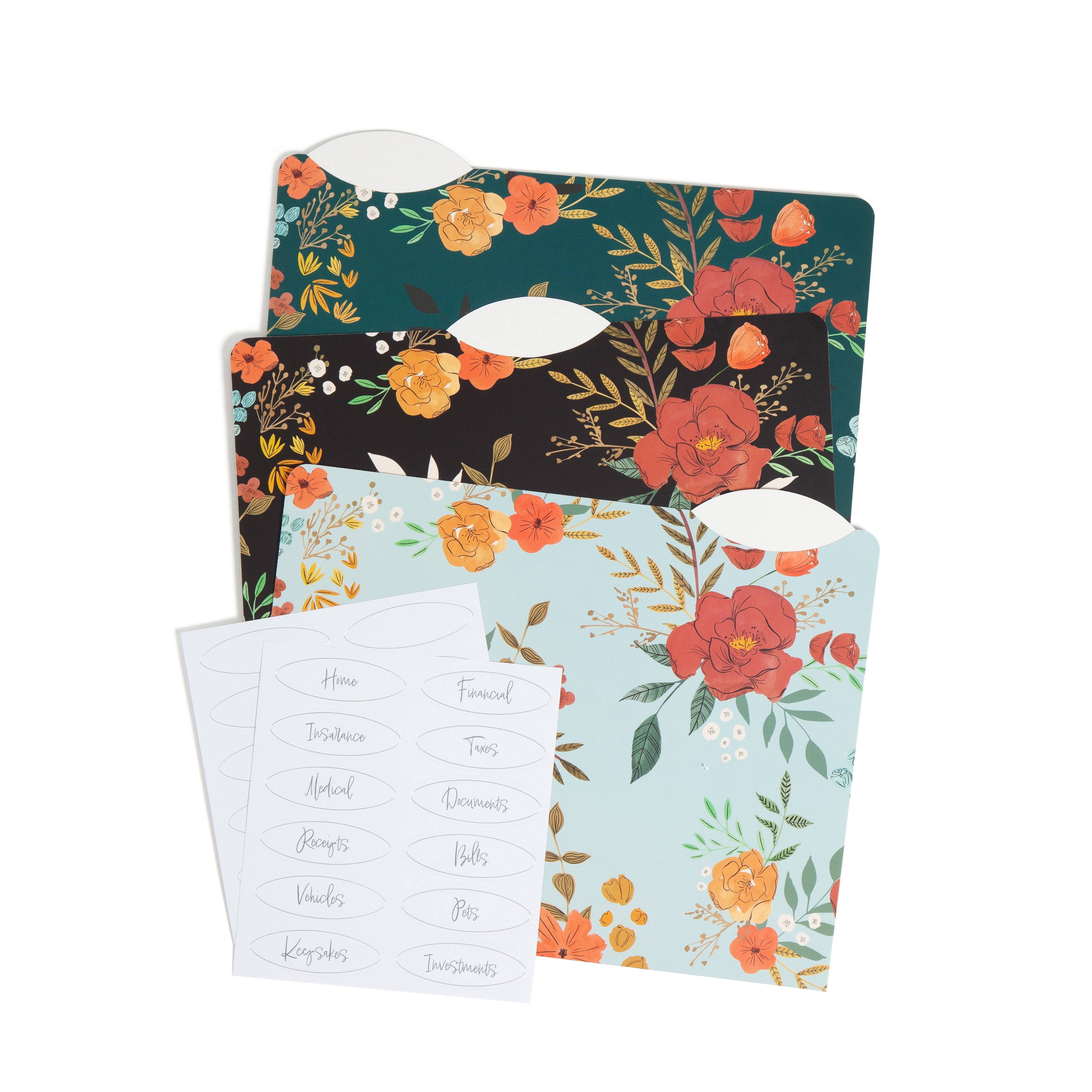 (3 pack) U Brands Decorative File Folders, 9 Count, Midnight Blossom, 1/3-Cut Tabs, Letter Size