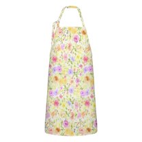 Pioneer Flower Floral Print Pattern Apron-Garden Aprons for Women with Pockets-Cotton Linen Waterproof Kitchen Cooking Gardening Aprons Adjustable for Kitchen,Cooking,BBQ and Salon 33x27 Inch