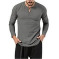 thumbnail image 1 of Yuyuzo Fall Tops for Men Basic Golf Shirts Active Workout Top Tees Notch V Neck Long Sleeve Solid Color Blouse, 1 of 5