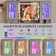 thumbnail image 3 of PUFFCAFE Makeup Vanity Desk with Mirror and Lights,43" Gray Farmhouse Vanity Table Set with RGB Cabinets & Power Outlet,Large Dressing Table for Women Bedroom, 3 of 7