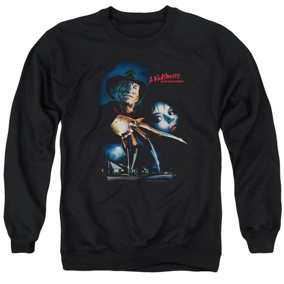 Trevco Sportswear WBM618-AS-6 Nightmare on Elm Street Elm Street Poster Adult Crewneck Sweatshirt, Black - 3X