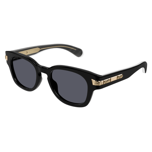 Gucci GG 1254S 001 Logo Black Gold Shades Grey Oversized
