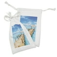 thumbnail image 2 of Pier Fabric Pouch Set of 2, Tropical Seascpae with Wooden Jetty and Fascinating Ocean Sky Photo, Small Drawstring Bag for Toiletries Masks and Favors, 9" x 6", Pale Sky Blue Sand Brown, by Ambesonne, 2 of 2