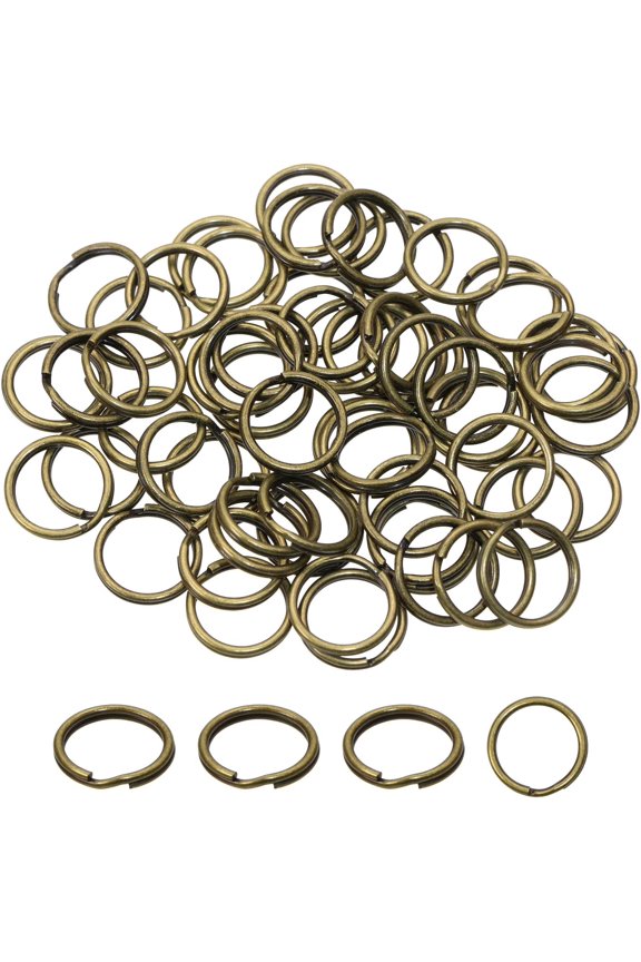 15mm/0.6inch Mini Metal Split Key Ring Chain Link Clasp Connector for Home Office Keys Organized, Jewelry Making, Zipper Tabs, Dog Tags, USB Drives and Paracord Art Crafts, 100PCS (Bronze)