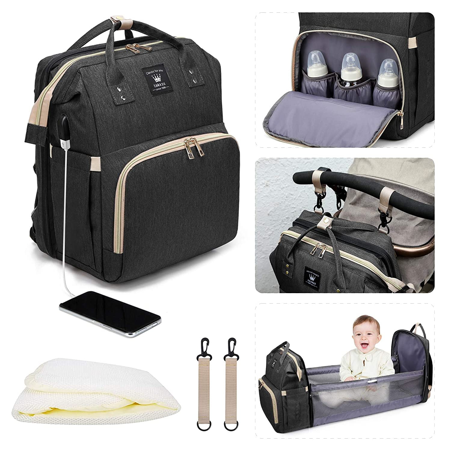 Baby Diaper Changing Backpack Rucksack Stroller Hanging Mummy Bag Pack Light New 