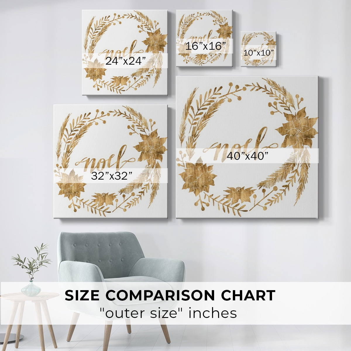 Golden Christmas IV- Gallery Wrapped Canvas
