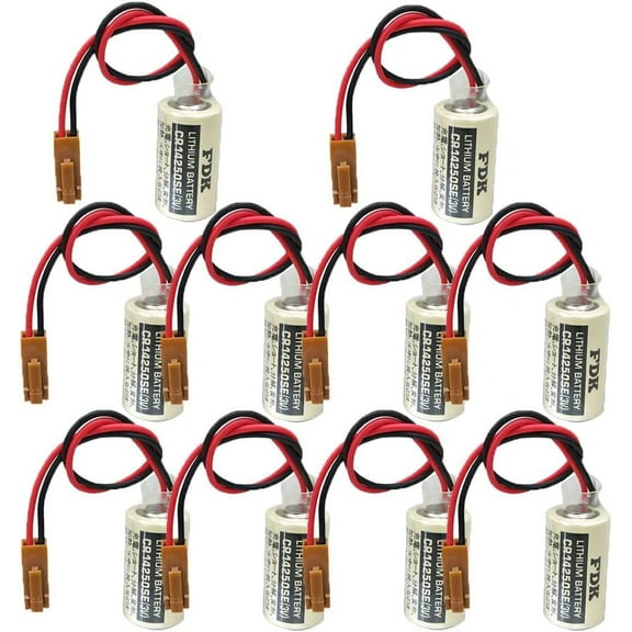 (10Pcs) CR14250SE 3V PLC Lithium Replacemen Battery with Brown Plug for SANYO AB 1747-BA Backup Power Supply