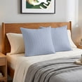 thumbnail image 6 of Pillow Covers 24x24 Set of 2, Sky Blue Line Striped Throw Pillow Covers Decorative Couch Cushion Cover, Farmhouse Blue Stripes Microfiber Soft Square Pillowcases for Bedroom Living Room Sofa, 6 of 9