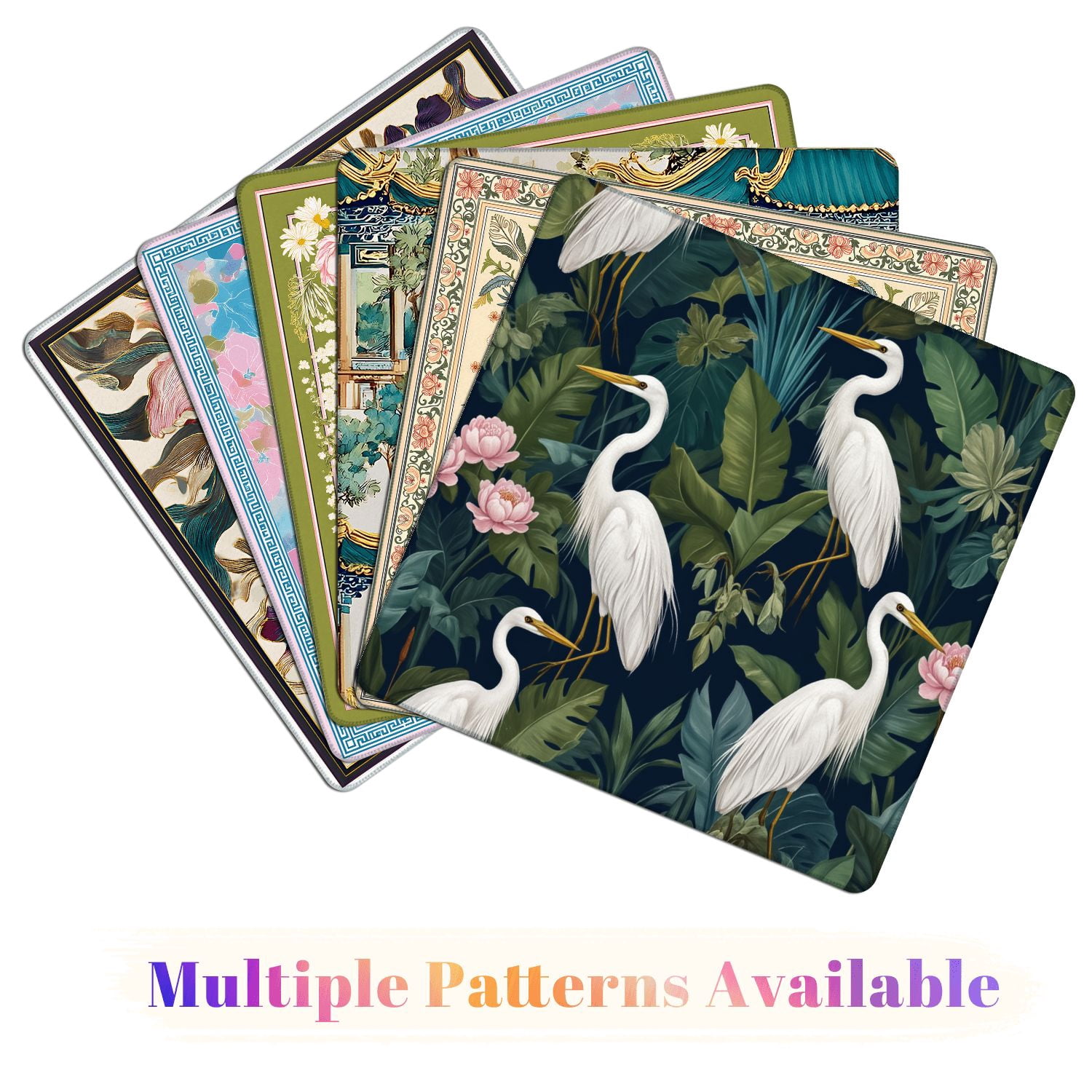 Mahjong Mat 31.5" x 31.5" Seamless chinoiserie style herons birds peonies Non-Slip Noise Reduction American Mahjong Tiles Table Cover for Dominoes Poker Card Board Games Gift