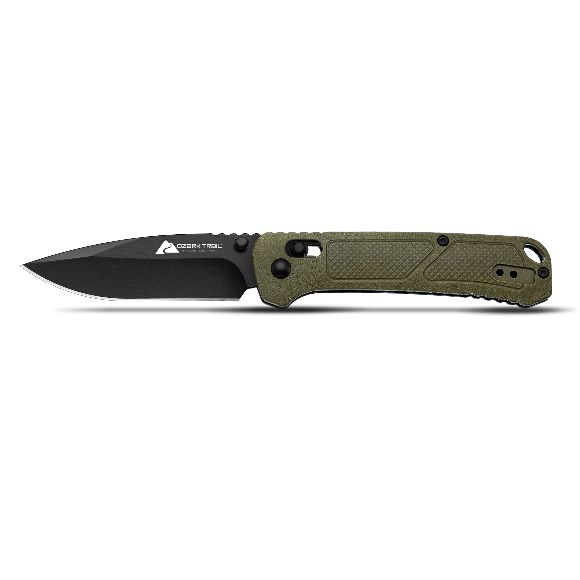 Ozark Trail 7.5 inch Folding Knife,D2 Blade,Ball Bearing,OD Green Handle, Slide Lock Pocket Knives