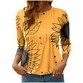 thumbnail image 2 of EchfiProm 3/4 Sleeve Womens Tshirts Yellow Pullover Floral Crew Neck Fashion Loose Fit Tops, 2 of 7
