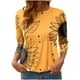 thumbnail image 2 of Heisall Women's T-Shirts 3/4 Sleeve Round Neck Loose Casual Striped Non-positional Print Spring/Autumn Fashion, 2 of 7