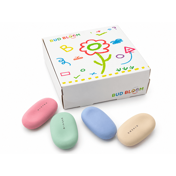 28 Pack Oval Erasers with Storage Box, Soft Pastel Color Pencil Erasers for Writing and Creative Use