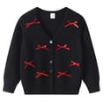 thumbnail image 2 of NAISIBABY Girls Sweater Cardigan Size 7, Autumn Winter Casual Long Sleeve Open Front School Uniform Outwear Coat Black, 2 of 8