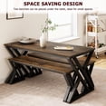 thumbnail image 4 of Dining mesa bench set para 4, kitchen mesa con 2 benches, rectangular dining room mesa set, sturdy metal frame, space-saving para kitchen, dining room, apartment - vintage brown, 4 of 7