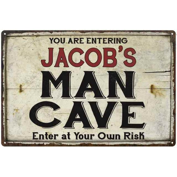 JACOB'S Man Cave Sign Rustic Garage Decor Gift 8x12 Metal 108120035125
