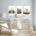 thumbnail image 3 of 3Pcs Woodland Nursery Canvas Wall Art Cute Wild Animals Bear Deer Fox Wall Decor Pictures Kids Room Poster Prints for Playroom Baby Boy Girls Room Decoration(only canvas), 3 of 6