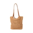 thumbnail image 4 of Bolso de hombro para mujer, estilo bohemio, tejido, de viaje, moderno y portátil. Caqui 30cmx34cm, 4 of 9