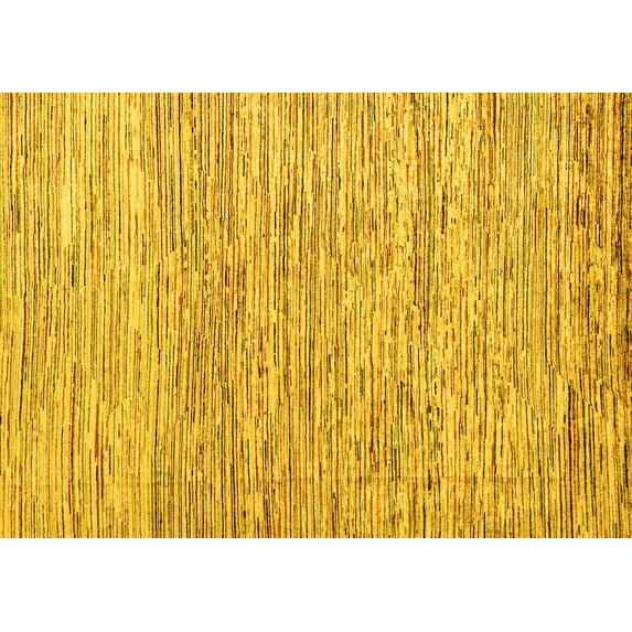 Ahgly Company Machine Washable Indoor Rectangle Oriental Yellow Modern Area Rugs, 4' x 6'