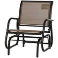 thumbnail image 2 of Spaco Porch Glider, Metal Frame Swing Glider Chair with Breathable Mesh Fabric, Curved Armrests and Steel Frame for Outdoor as Backyard, Garden, and Porch, Brown, 2 of 11