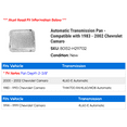 thumbnail image 2 of Automatic Transmission Pan - Compatible with 1983 - 2002 Chevy Camaro 1984 1985 1986 1987 1988 1989 1990 1991 1992 1993 1994 1995 1996 1997 1998 1999 2000 2001, 2 of 2