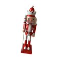 thumbnail image 4 of Cascanueces navideño de 9,84'' de alto, adorno de cascanueces navideño de madera rojo blanco, 4 of 9