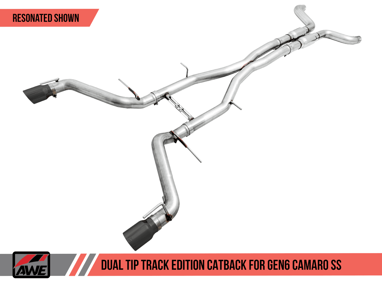 AWE Track Edition Resonated Exhaust w/ Dual Black Tips for 16-20 Camaro