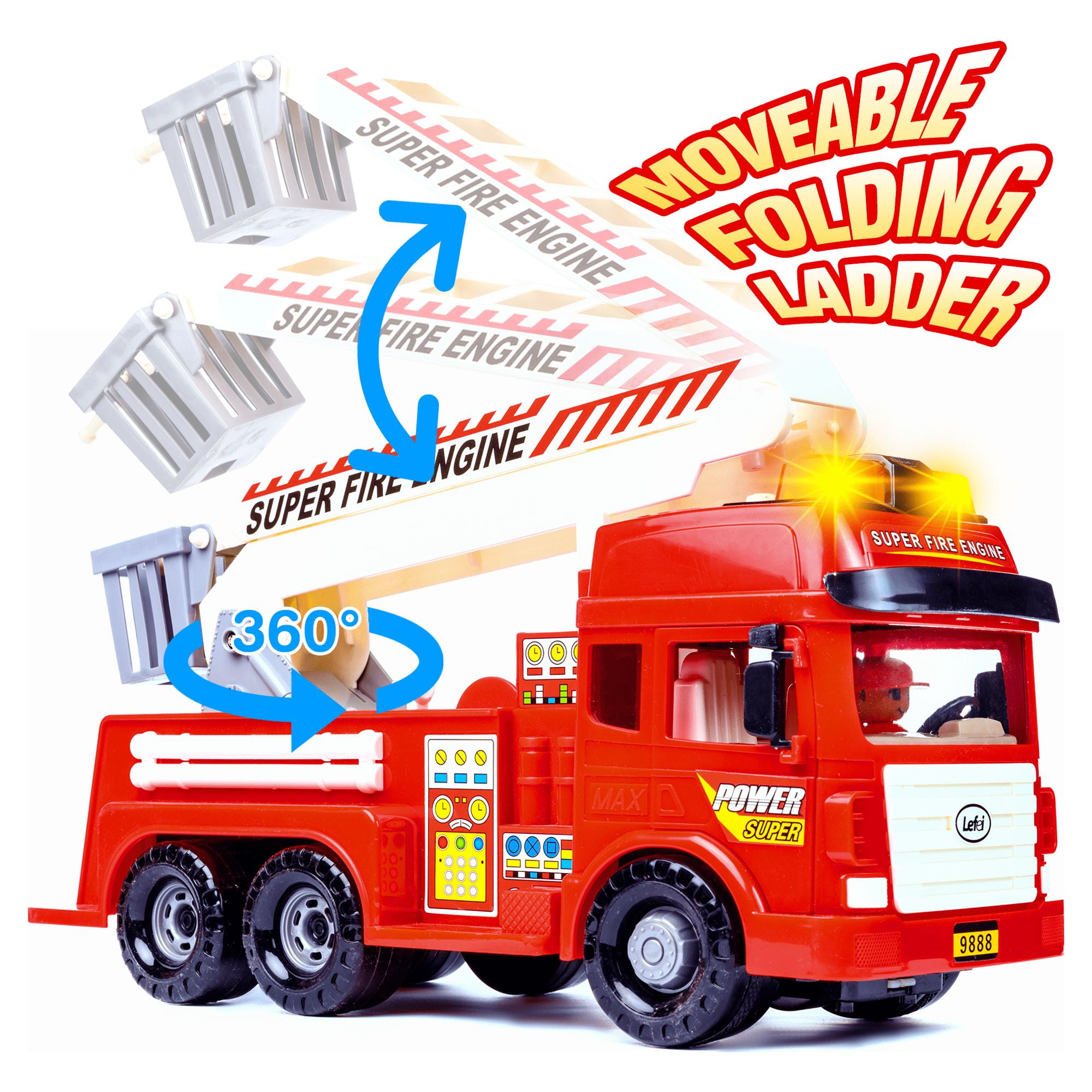 CifToys Kids Fire Truck Toy for Boys Friction Powered Play Vehicle