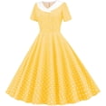 thumbnail image 4 of DHFJKG Wedding Guest Dresses For Women 90S Retro Polka Dot Flowy Swing A-Line Midi Dress Casual Summer Short Sleeve Peter Pan Collar Versatile Dresses, 4 of 4