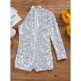 thumbnail image 4 of inhzoy Kids Girls Shiny Sequins Dance Leotard Single Long Sleeve Gymnastic Athletic Biketard Unitard Jumpsuit Silver 12, 4 of 7