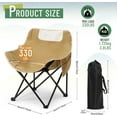 thumbnail image 2 of 2 Pack Compact Camping Chairs Portable Folding for Outside with Carry Bag Lightweight Moon Chairs for Travel Picnic Hiking Beach Fishing, 600D Oxford, Supports 330lbs(Khaki, Black), 2 of 14