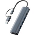 thumbnail image 1 of xianyou-USB C Hub with 3 x USB 3.0, USB C and 1000M Gigabit Ethernet RJ45 Port, 5 in 2 USB Multiport Adapter Compatible with MacBook/Pad Pro/Dell/HP Laptop/Phones, 1 of 4