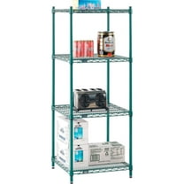 Nexel 4 Shelf Poly-Green Wire Shelving Unit Starter 24""W x 21""D x 63""H