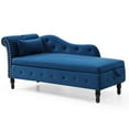 thumbnail image 4 of Storage Chaise Lounge Zarler Velvet Indoor Upholstered Sofa Recliner Lounge Chair for Living Room Bedroom Blue, 4 of 10