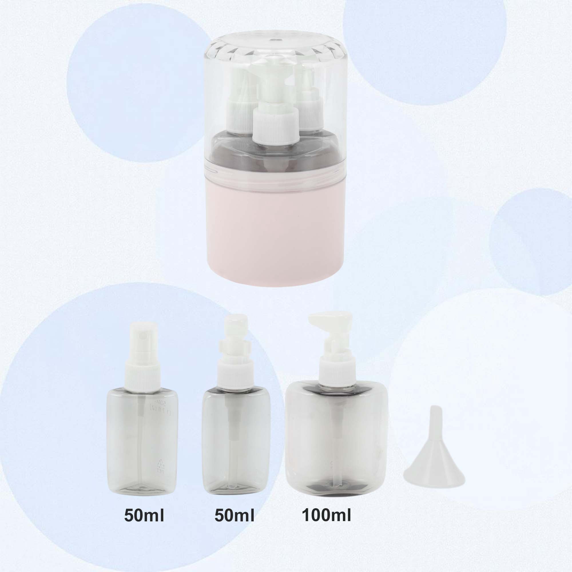 Unique Bargains Portable Travel Container Set 3 Pcs for Pink